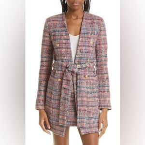 L'AGENCE Pink and Blue Tweed Blazer